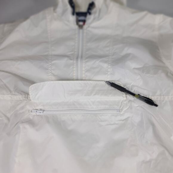 Tommy Hilfiger White 1/4 Zip Hooded Wind Breaker Jacket Top Shirt Unisex M - Picture 6 of 6